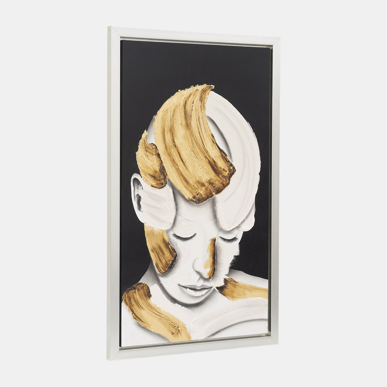 Hand Painted White Gold Meditation Art 2