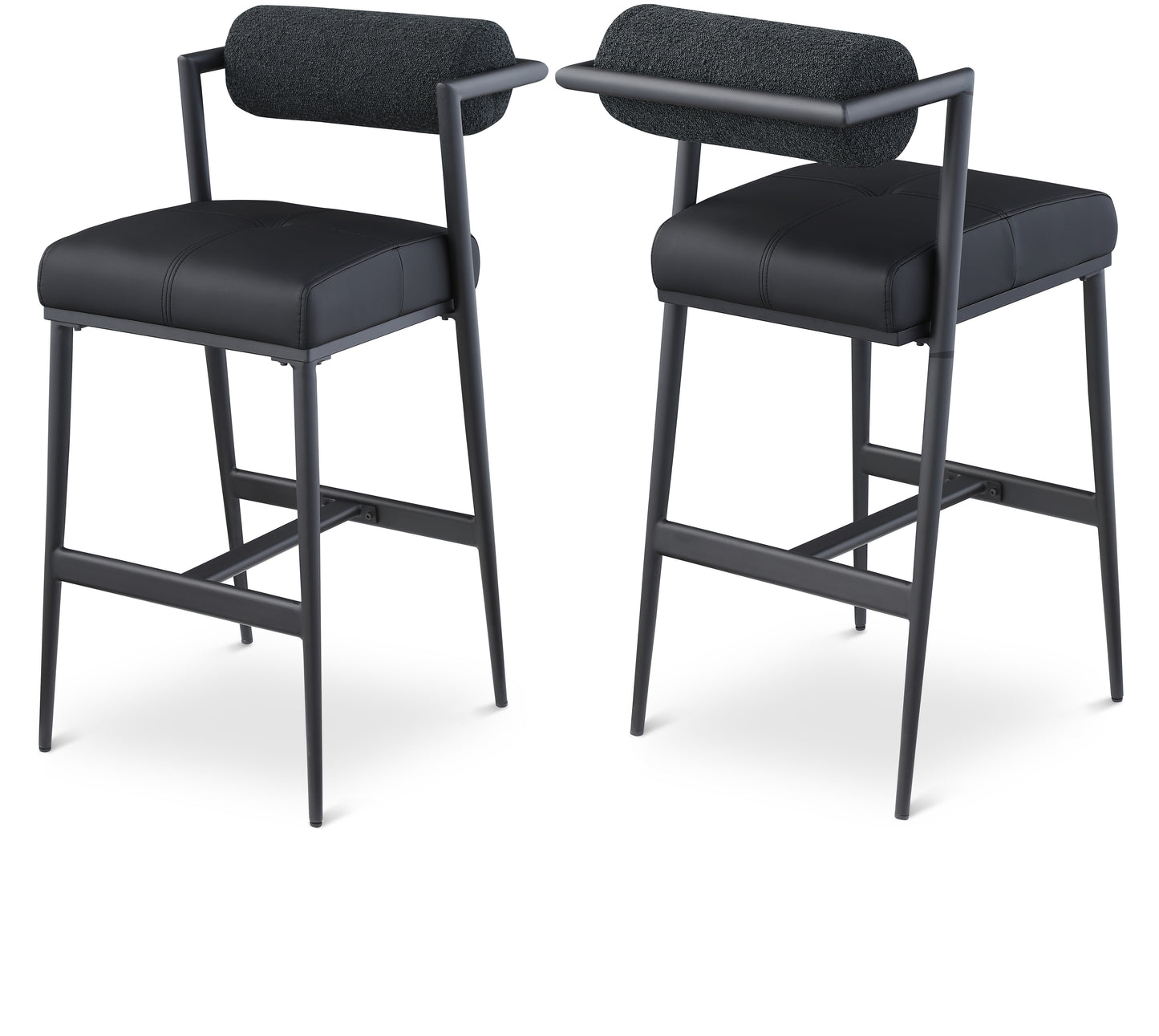 Sphere Back Fabric Faux Leather Bar / Counter Stools Set of 2