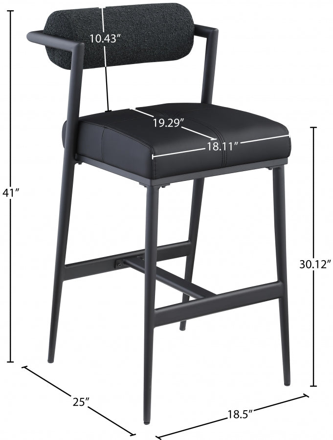 Sphere Back Fabric Faux Leather Bar / Counter Stools Set of 2