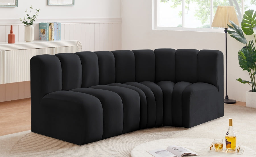 Curvy Arc Velvet 3pc. Sectional