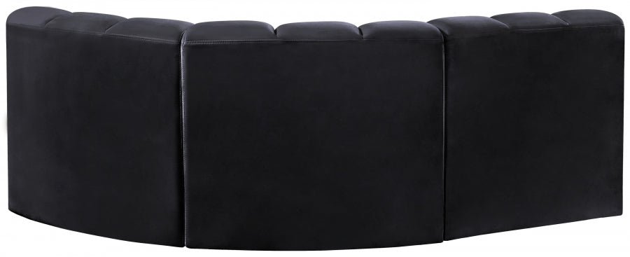 Curvy Arc Velvet 3pc. Sectional