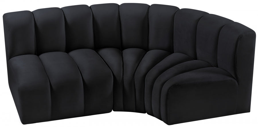Curvy Arc Velvet 3pc. Sectional