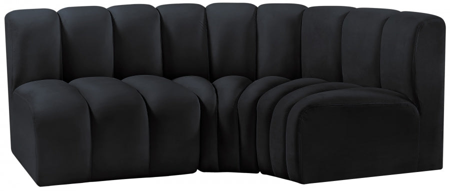 Curvy Arc Velvet 3pc. Sectional