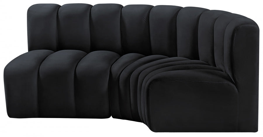 Curvy Arc Velvet 3pc. Sectional