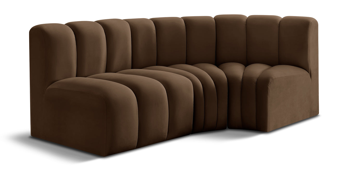 Curvy Arc Velvet 3pc. Sectional