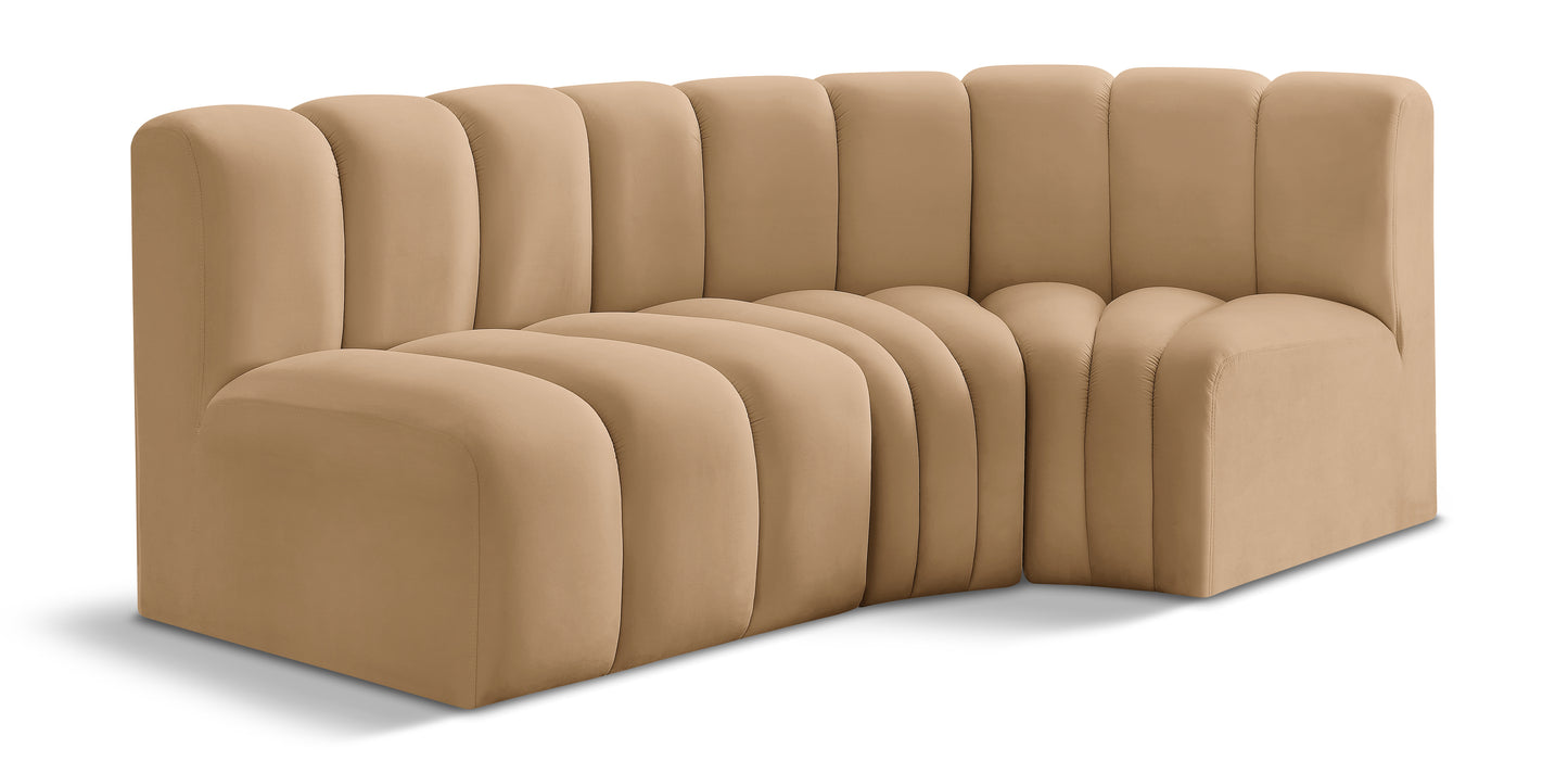 Curvy Arc Velvet 3pc. Sectional