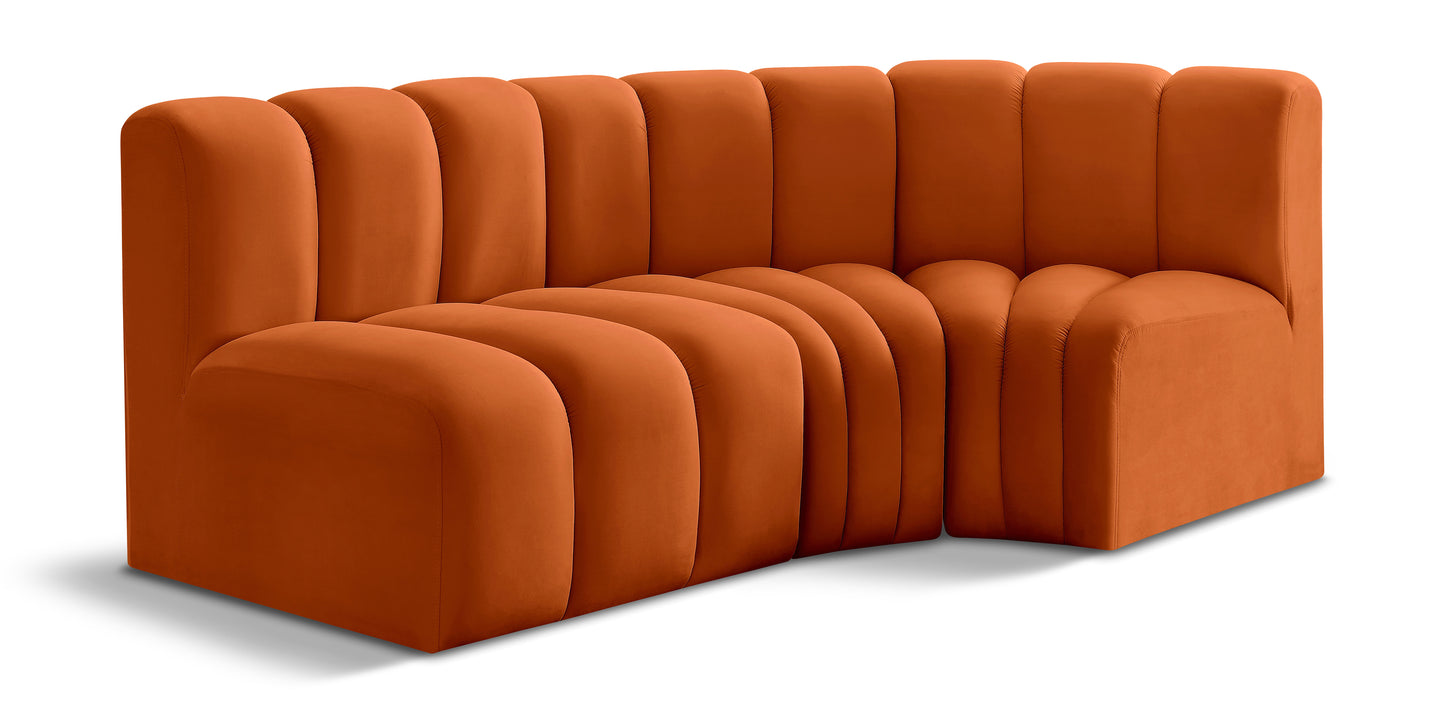 Curvy Arc Velvet 3pc. Sectional