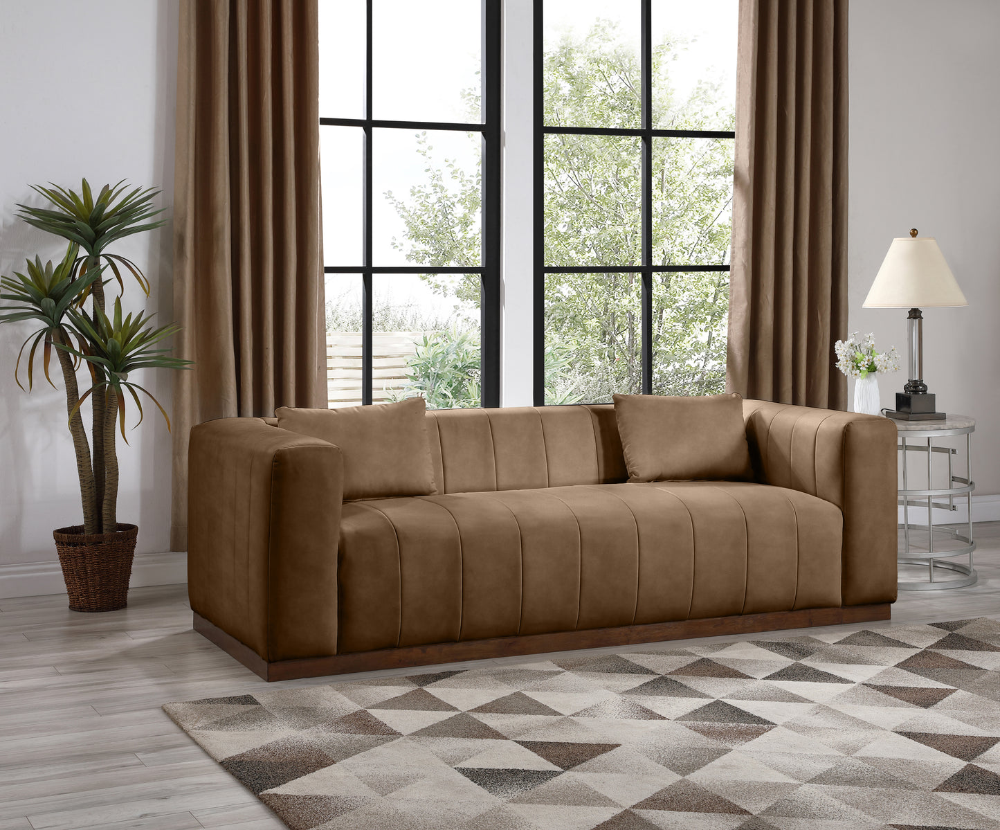 Luxe Haven Vegan Leather Upholstered Sofa