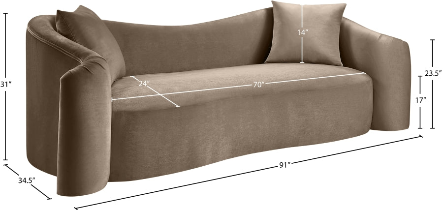 Rose Velvet Upholstered Sofa