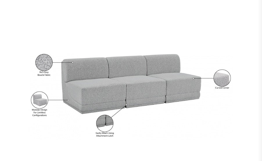 Omen Boucle Fabric Sofa- 3 Seat