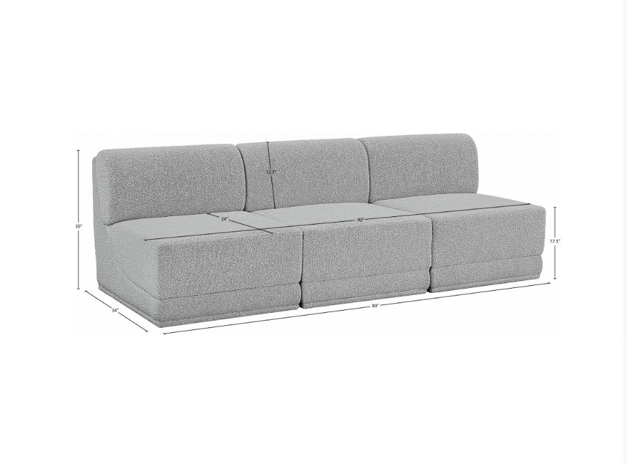 Omen Boucle Fabric Sofa- 3 Seat