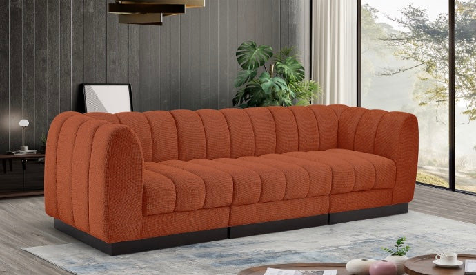 London Chenille Fabric Sofa with Arms- 3 Seat