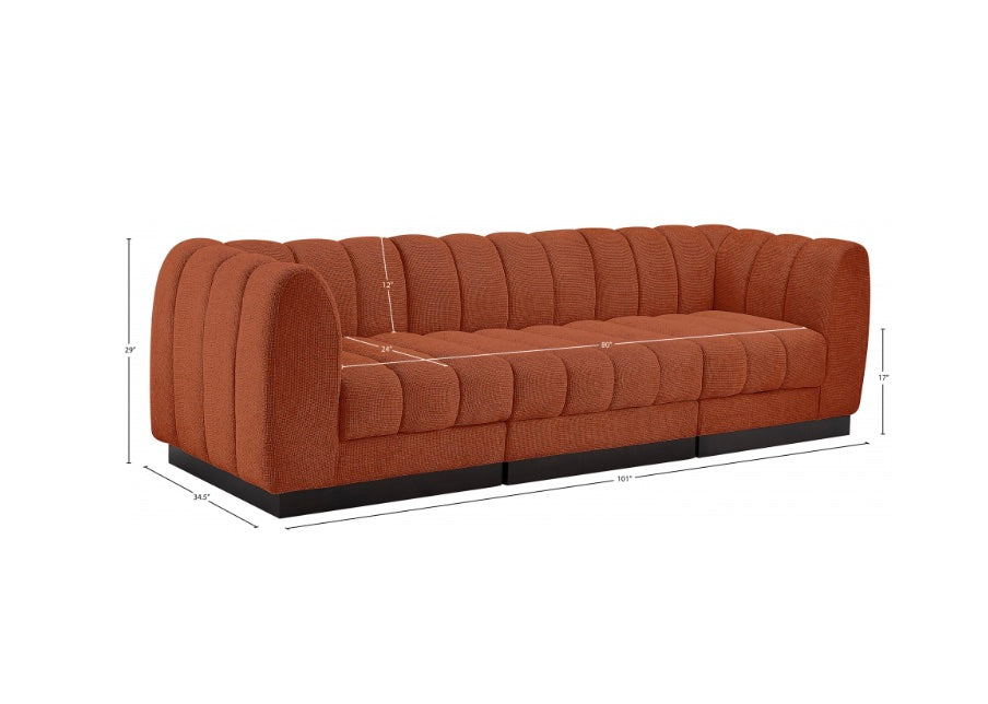 London Chenille Fabric Sofa with Arms- 3 Seat
