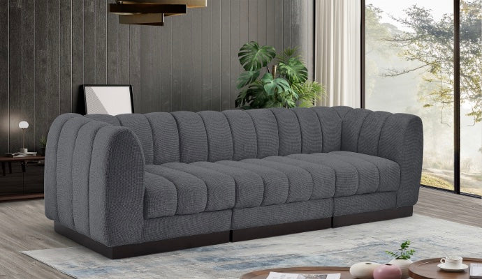 London Chenille Fabric Sofa with Arms- 3 Seat