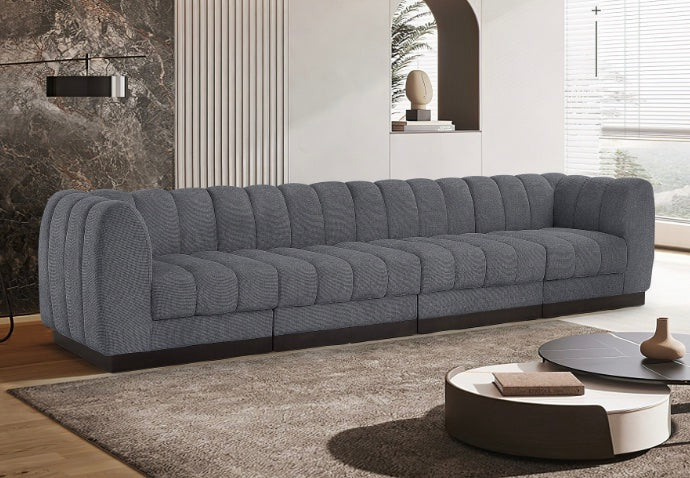London Chenille Fabric Sofa with Arms- 4 Seat