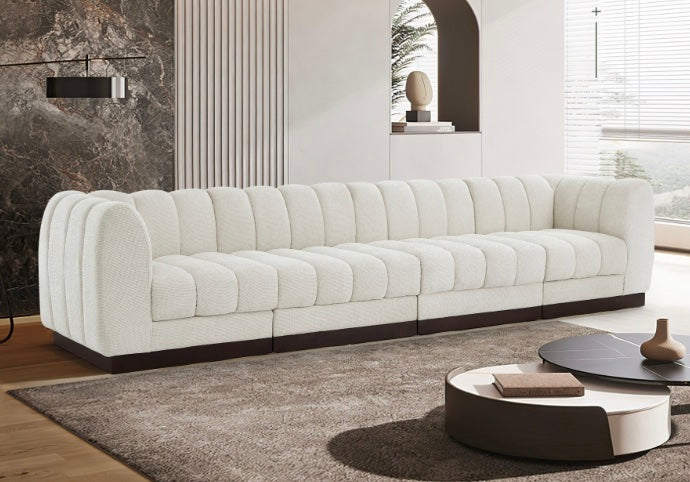 London Chenille Fabric Sofa with Arms- 4 Seat
