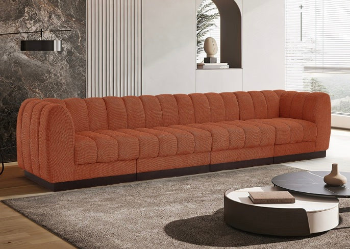 London Chenille Fabric Sofa with Arms- 4 Seat