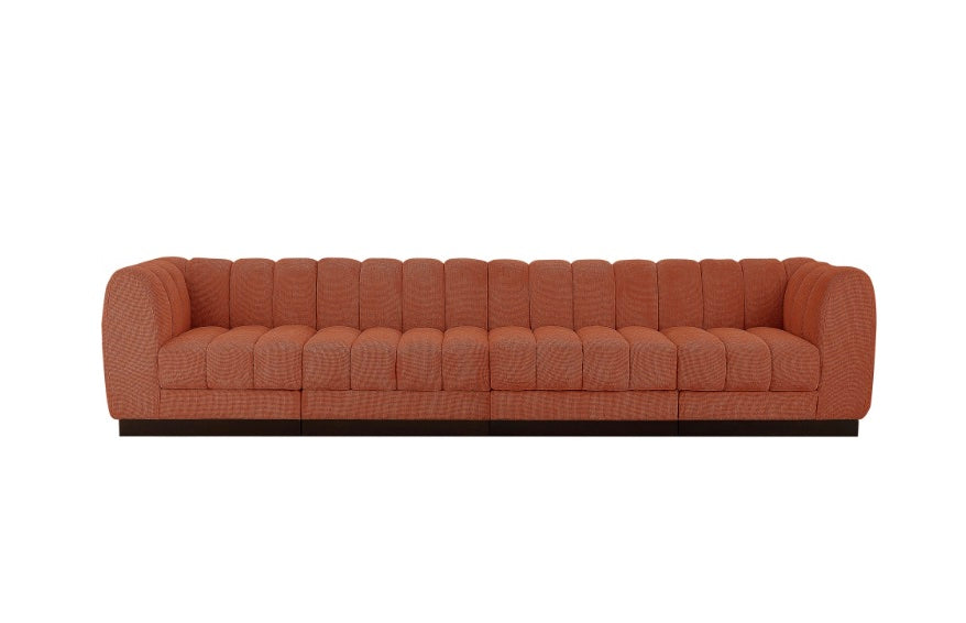 London Chenille Fabric Sofa with Arms- 4 Seat