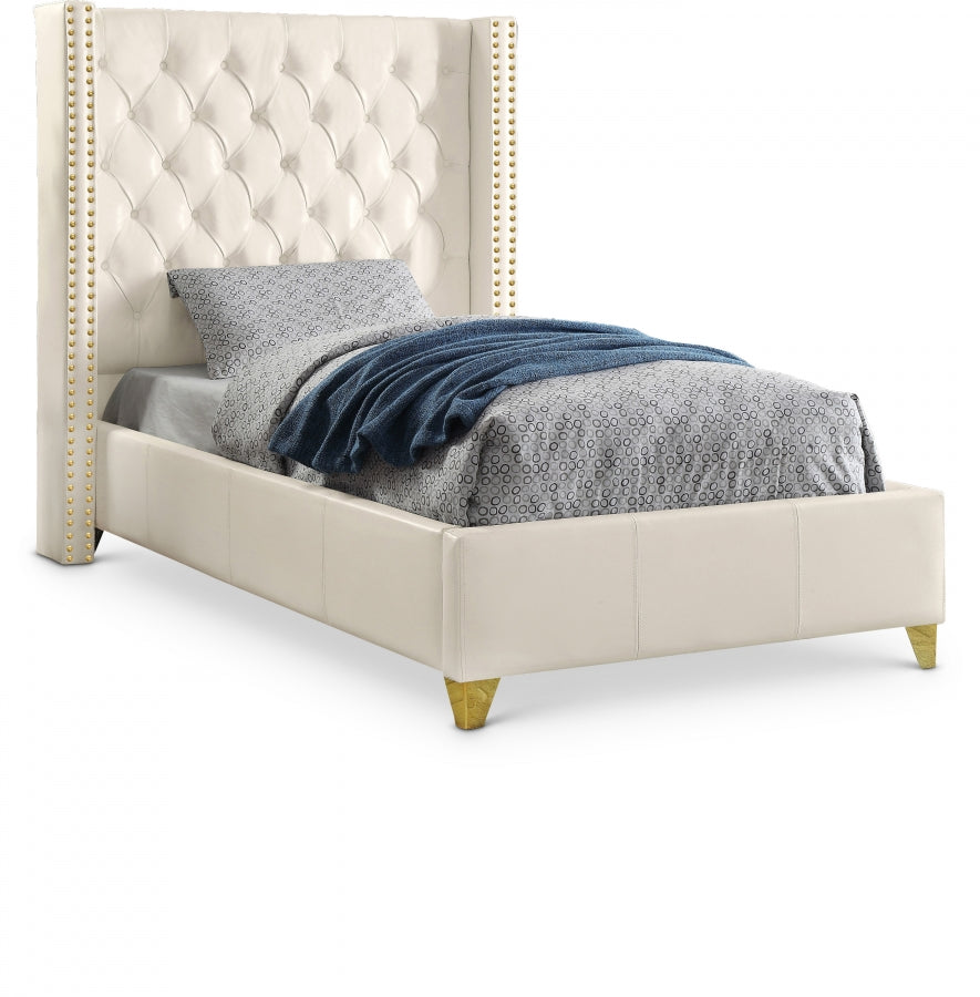 California White Bonded Leather Bed