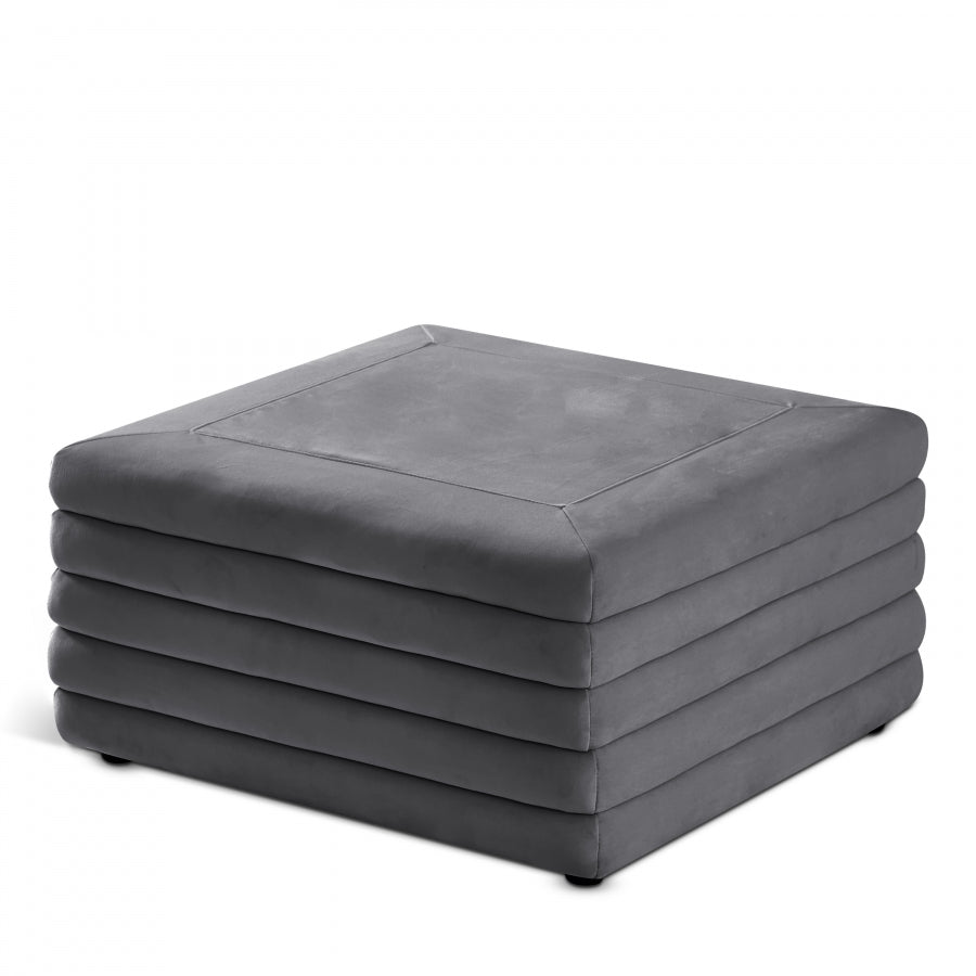 Royce Velvet Ottoman | Coffee