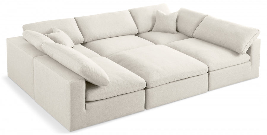 Textured Deluxe Modular Down Filled Comfort Overstuffed Sectional