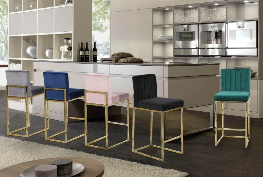 Gianna Gold Velvet Counter Stool Set of 2