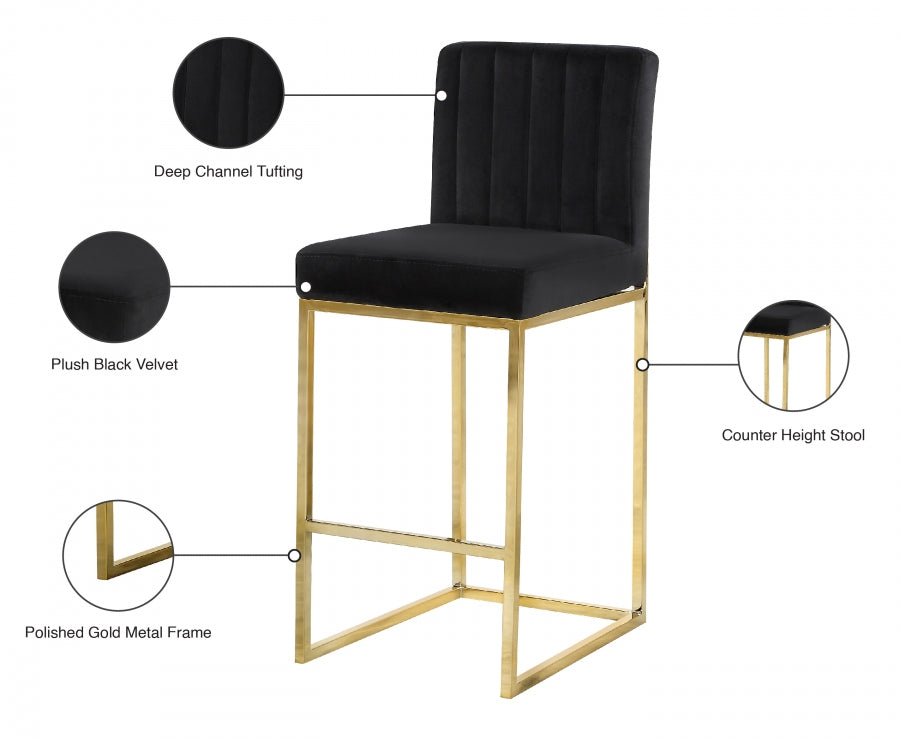 Gianna Gold Velvet Counter Stool Set of 2