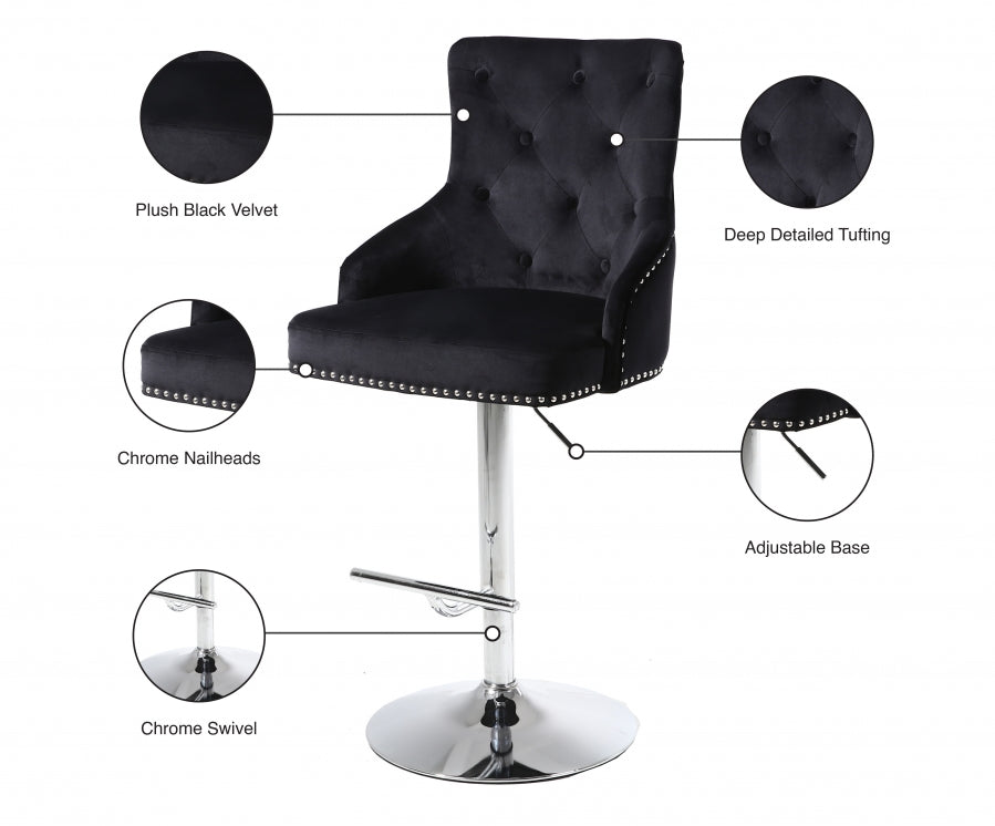 King Velvet Adjustable Bar Counter Stool Set of 2