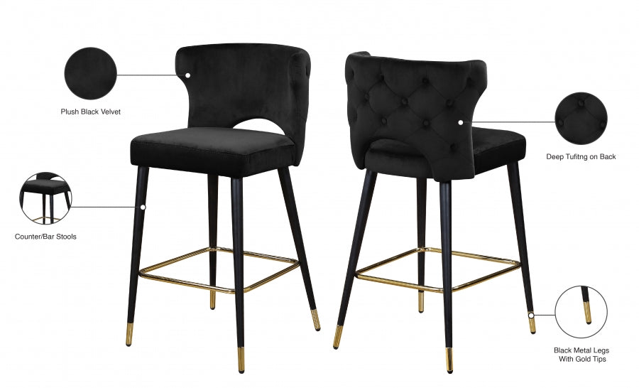 Mars Velvet Counter Stool Set of 2