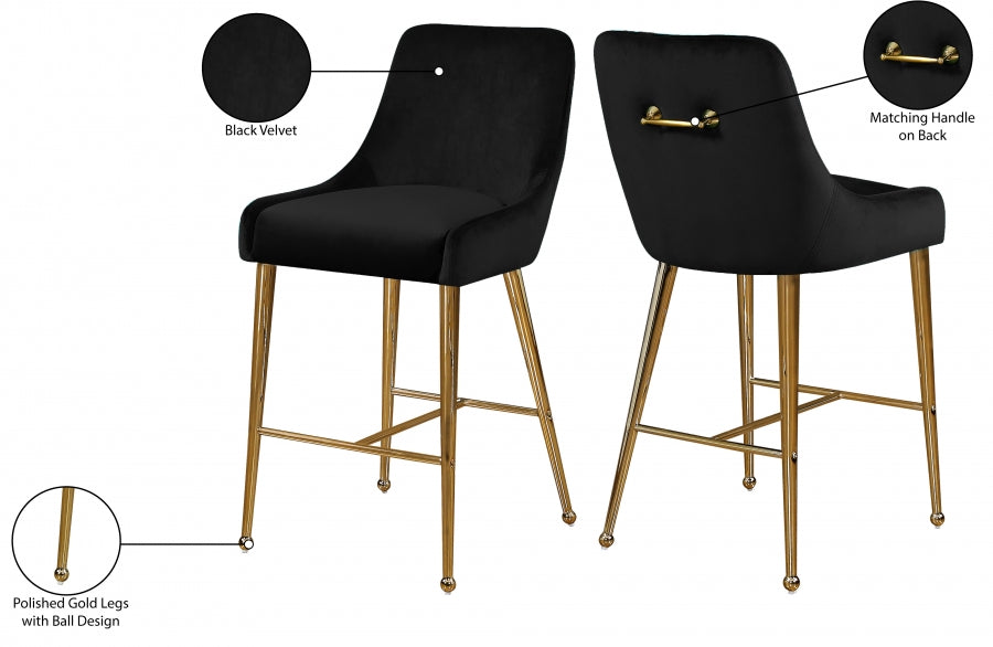 Luxury Louie Velvet Counter Stool Set of 2