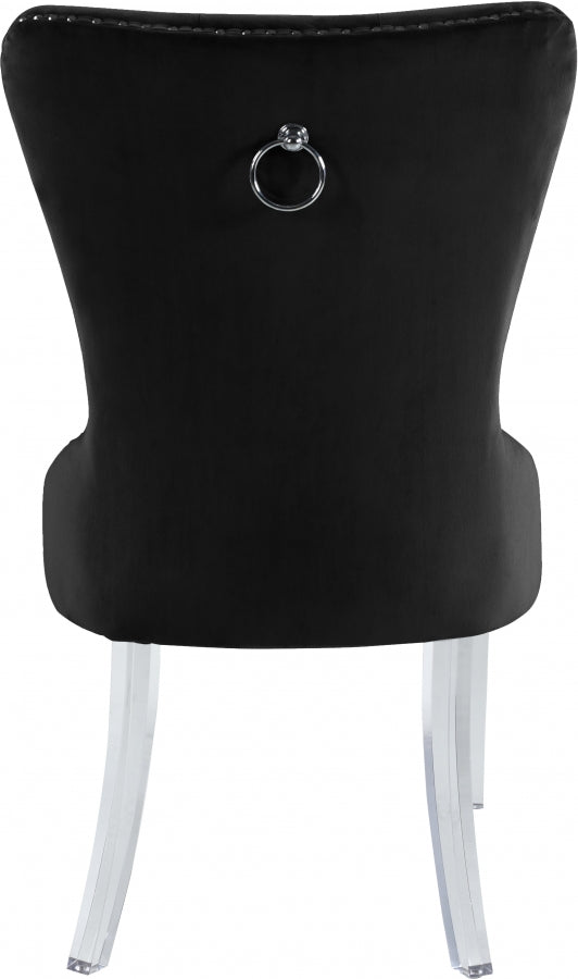 Diamond Velvet Dining Chair with Acrylic Legs Set of 2