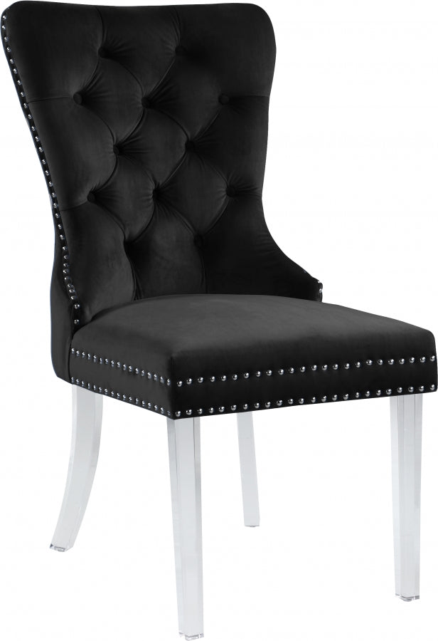 Diamond Velvet Dining Chair with Acrylic Legs Set of 2