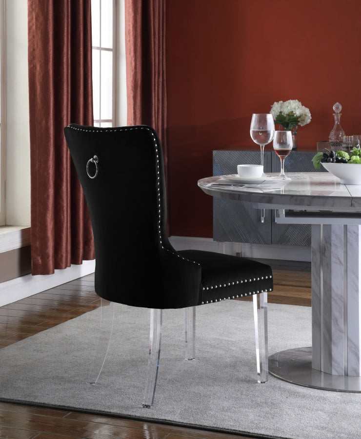 Diamond Velvet Dining Chair with Acrylic Legs Set of 2