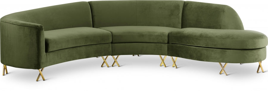 Mercedes Velvet 3pc. Sectional