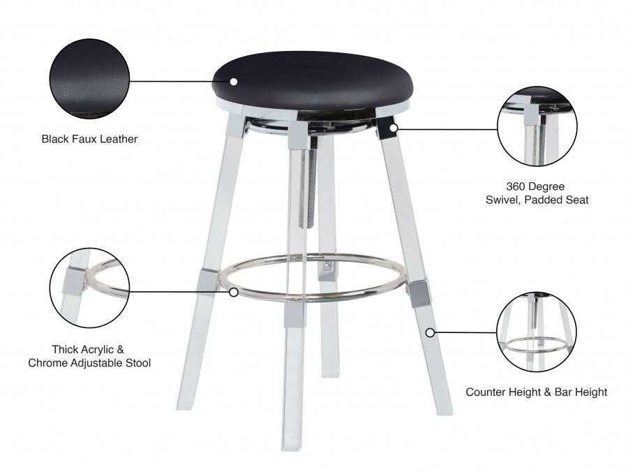 Crystal Faux Leather Adjustable Bar | Counter Stool Set of 2
