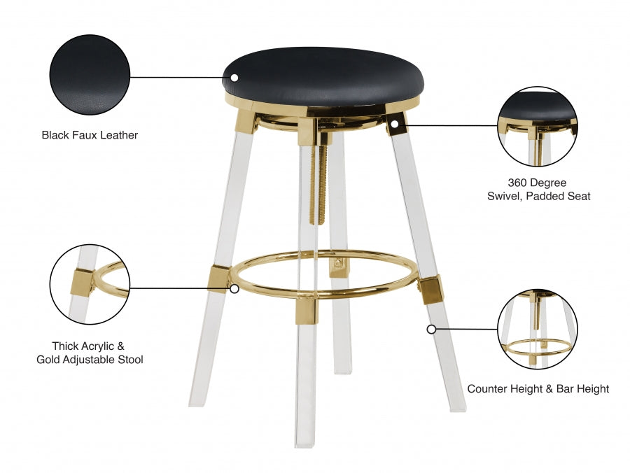 Bell Faux Leather Adjustable Bar | Counter Stool Set of 2