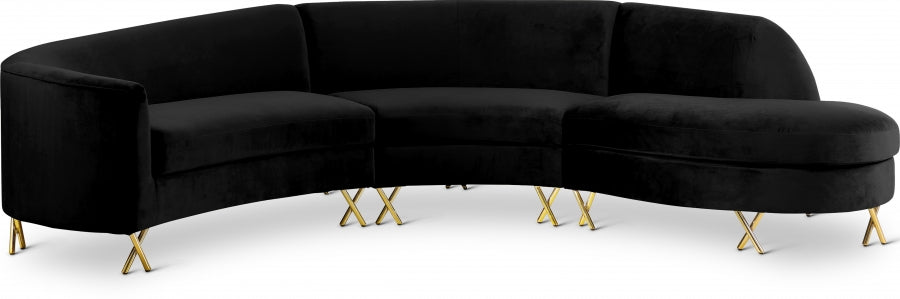 Mercedes Velvet 3pc. Sectional