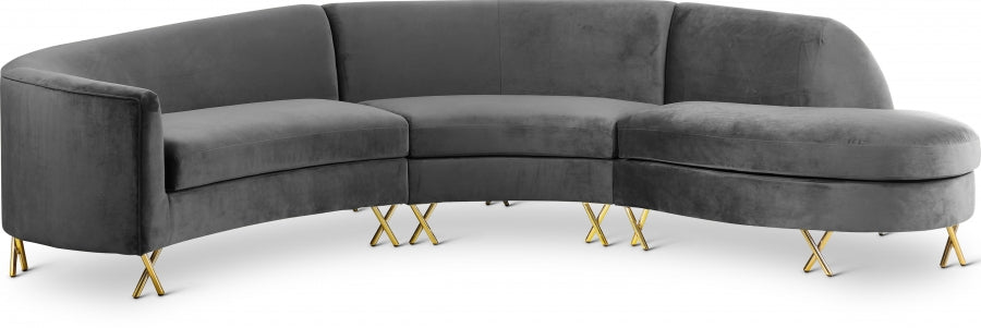 Mercedes Velvet 3pc. Sectional