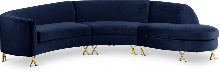 Mercedes Velvet 3pc. Sectional
