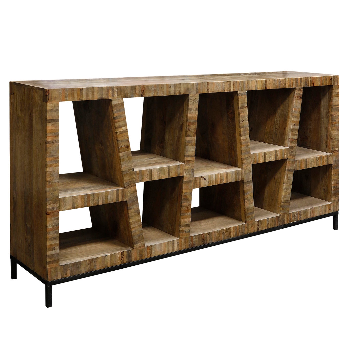LEEDS BOOKCASE | Dark Walnut Finish on Mango Wood with Iron Base