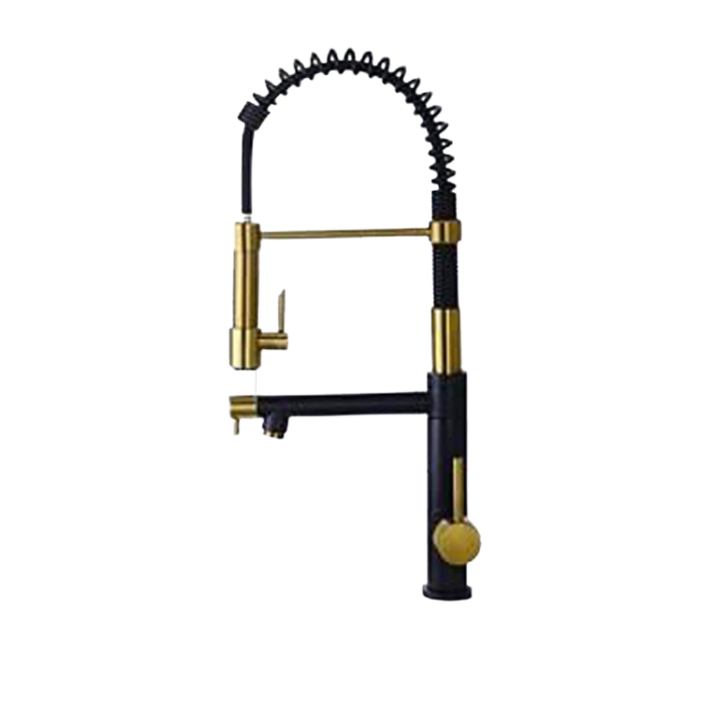 Luxury Pre-Rinse Kitchen Faucet High Arc Tap Sink Deck Mounted Pull Down Spring Spout Tap Pot Filler Brushed Gold black