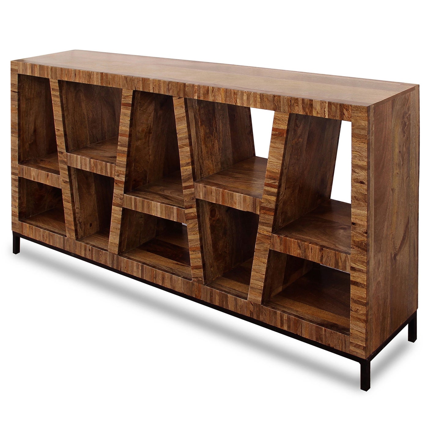 LEEDS BOOKCASE | Dark Walnut Finish on Mango Wood with Iron Base
