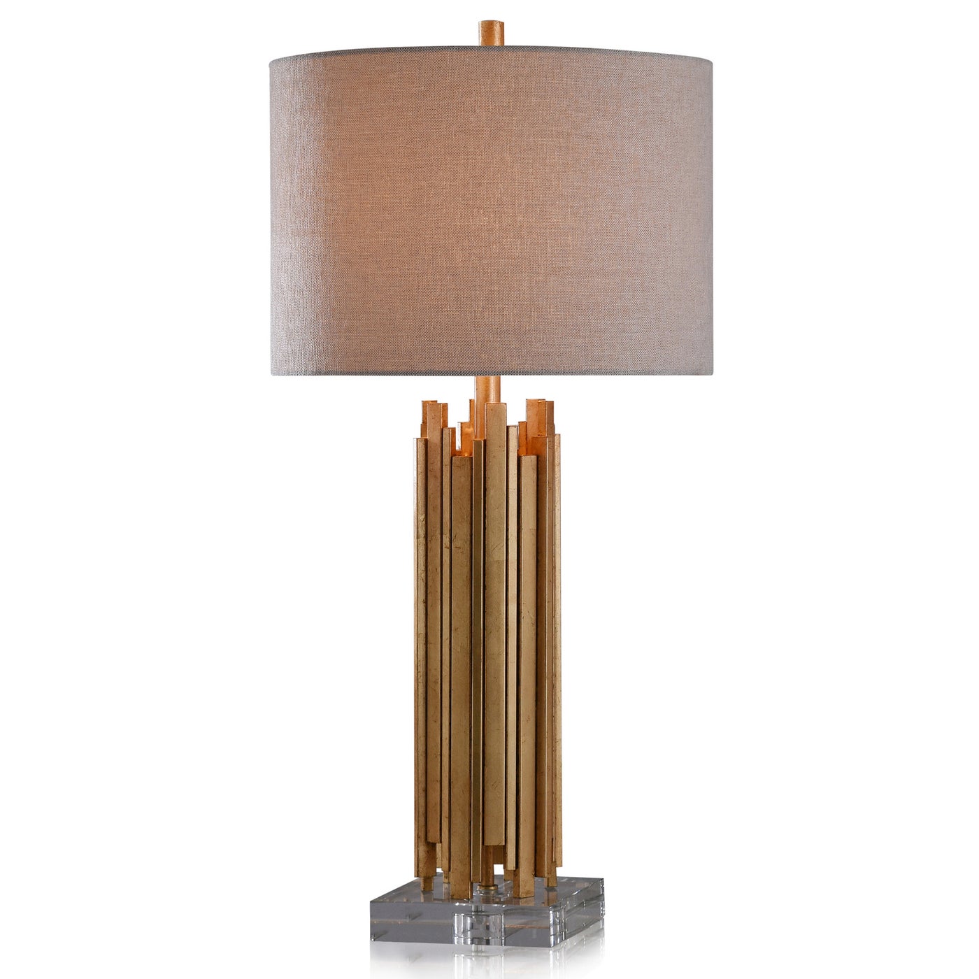 VENETIAN TABLE LAMP | Gold Finish on Metal Body with Crystal Base | Hardback Shade | 150 Watt