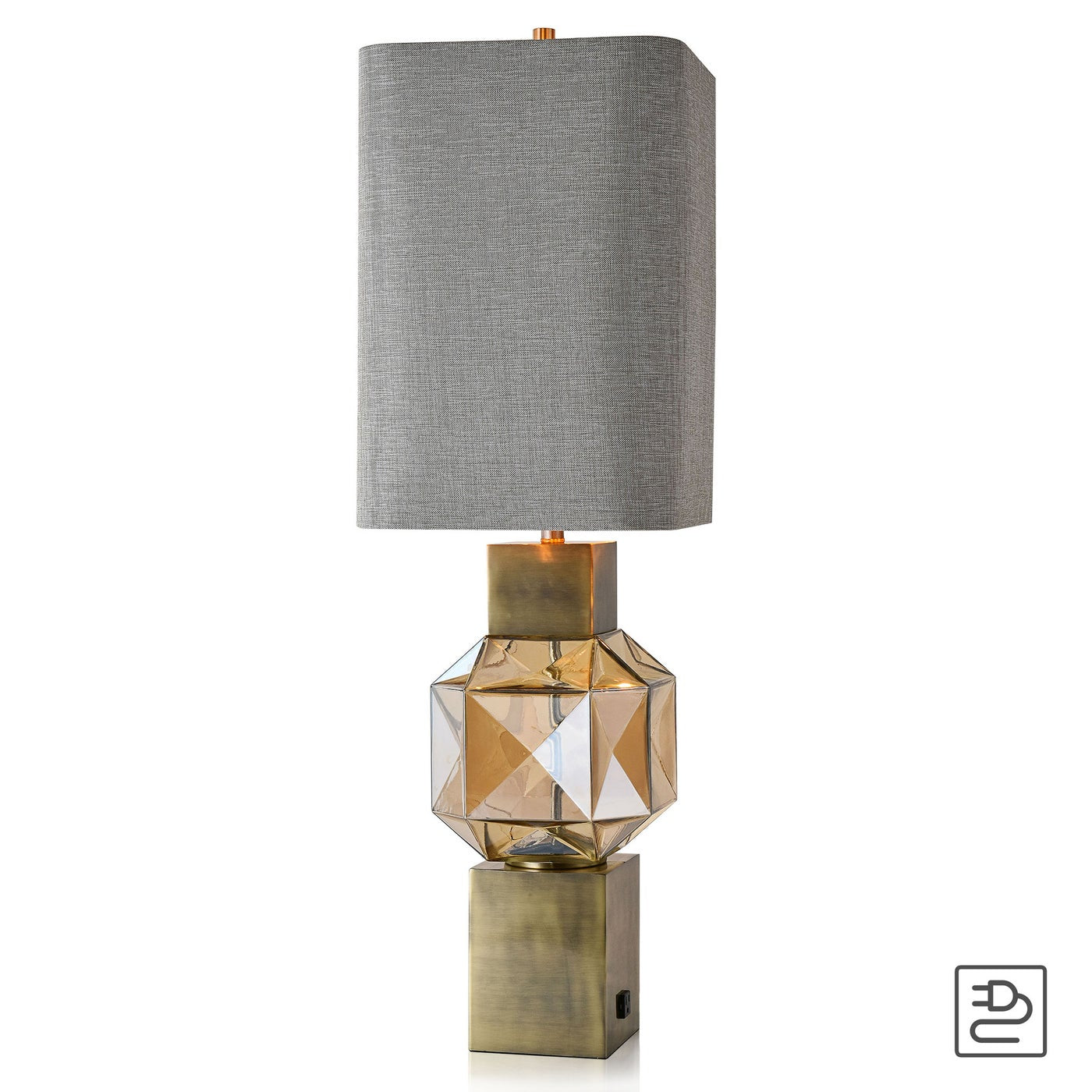 BEVERLY TABLE LAMP | Brass Finish on Glass Body with Antique Brass Finish on Metal Base | Hardback S