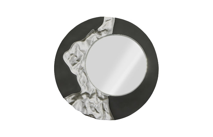 Mercury Round Black Silver Mirror