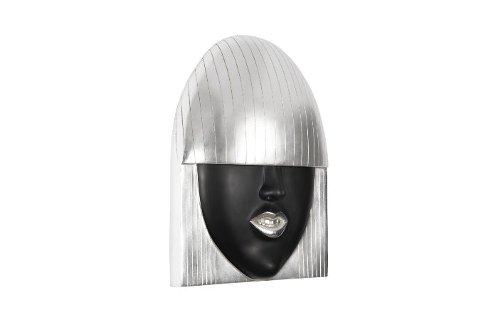 Fashion Faces Large Smile Black and Silver Wall Art