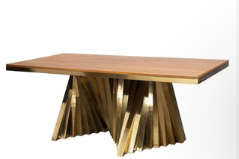 WOOD-WATERFALL RECTANGULAR WOOD TOP DINING TABLE