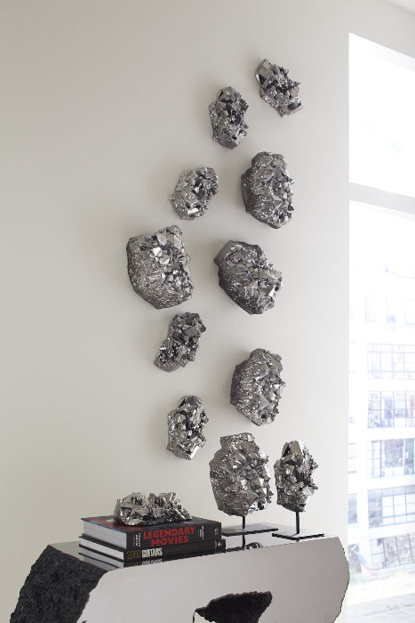 Cast Crystal Large Liquid Silver Wall Art