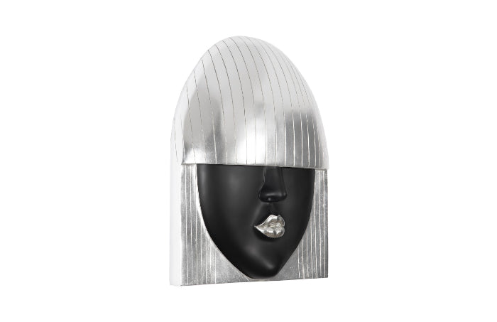 Fashion Faces Large Kiss Black and Silver Wall Art