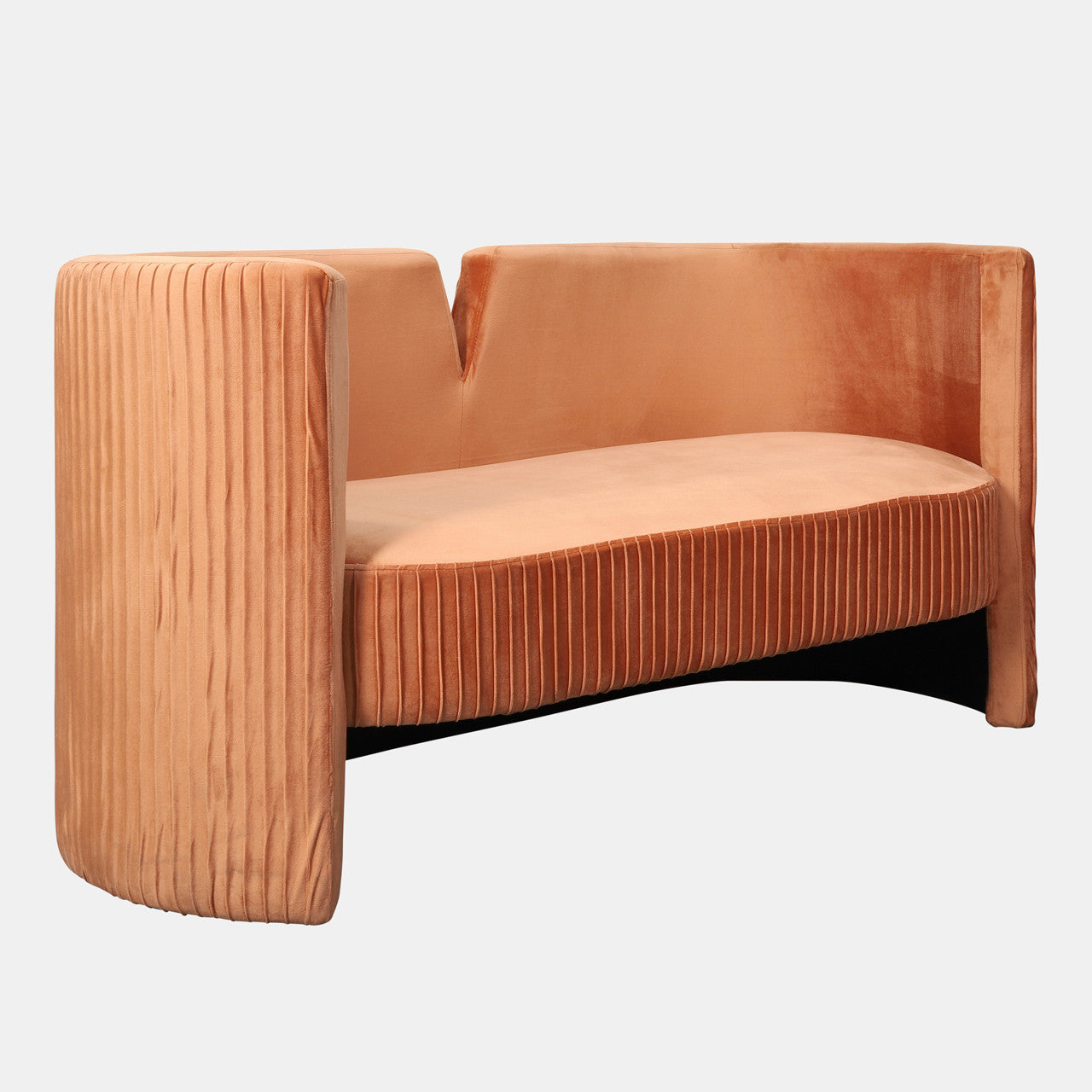 Pleated Velveteen Bench, Rust